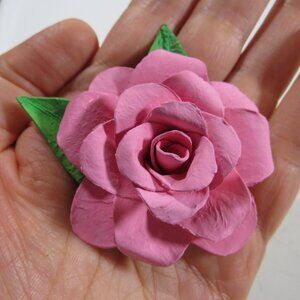 Pink Rose Flower accessory (fits on top of jars with miniatures inside)